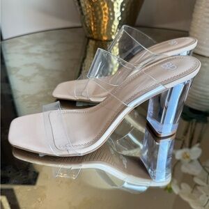 BP. Nude Heels with Clear Lucite Design